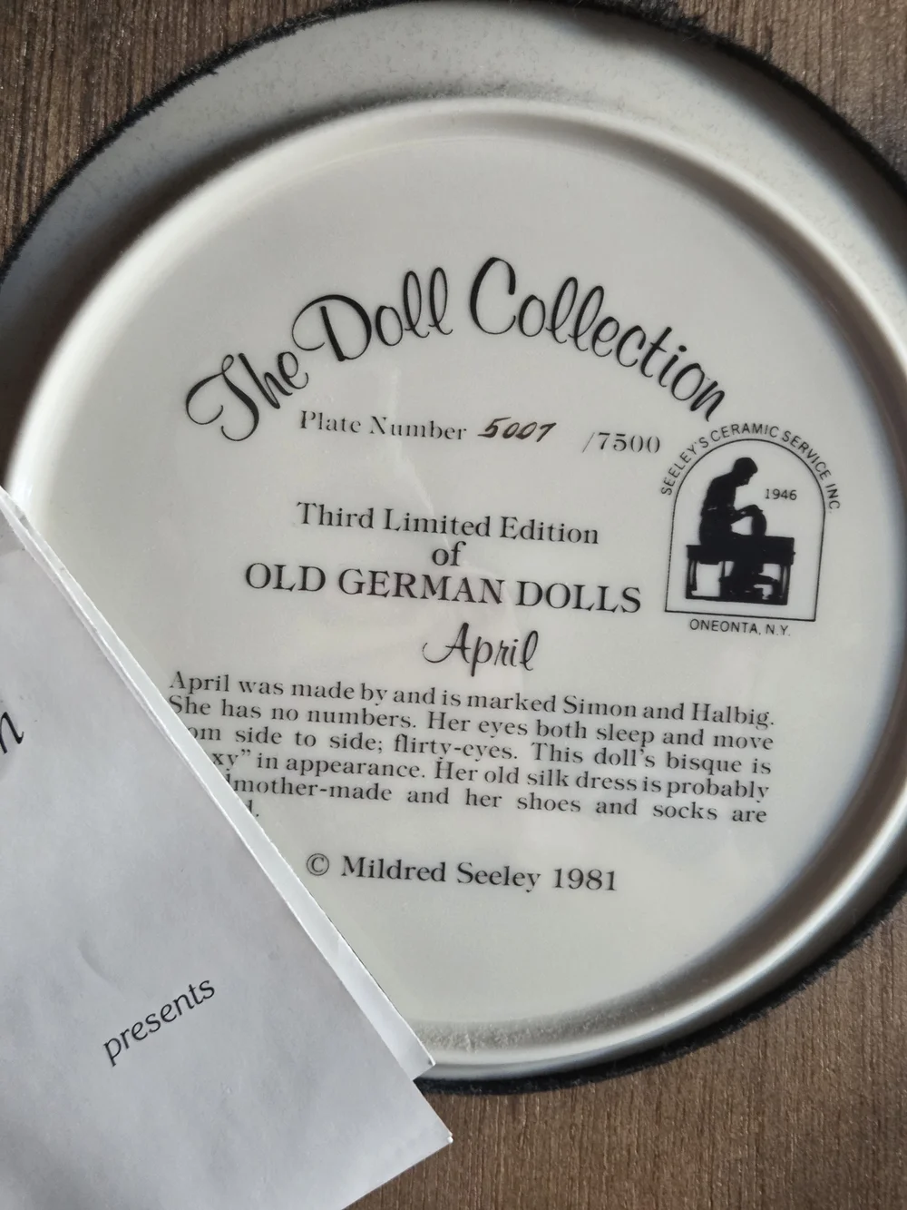 THE DOLL COLLECTION BY MILDRED SEELEY 1981 NUMBERED 5007 OUT OF 75OO APRIL